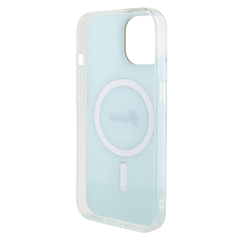 Apple iPhone 15 Plus Kılıf Guess Orjinal Lisanslı M-safe Şarj Özellikli Yazı Logolu Iridescent Kapak