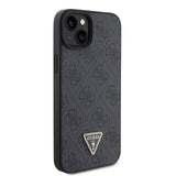 Apple iPhone 15 Plus Kılıf Guess Orjinal Lisanslı PU Deri Askılı Taşlı Üçgen Logo 4G Desenli Strass Crossbody Kapak