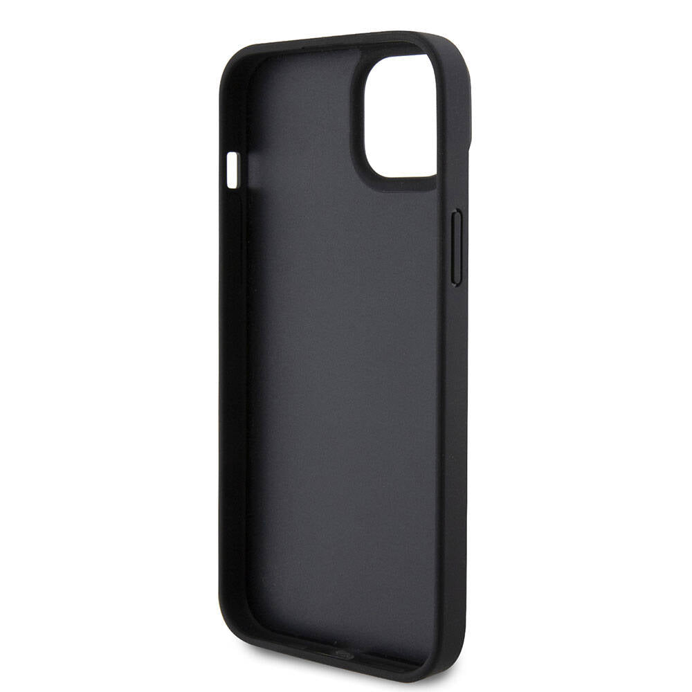 Apple iPhone 15 Plus Kılıf Guess Orjinal Lisanslı PU Deri Askılı Taşlı Üçgen Logo 4G Desenli Strass Crossbody Kapak