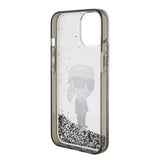 Apple iPhone 15 Plus Kılıf Karl Lagerfeld İkonik Sıvılı Glitter Orjinal Lisanslı Kapak