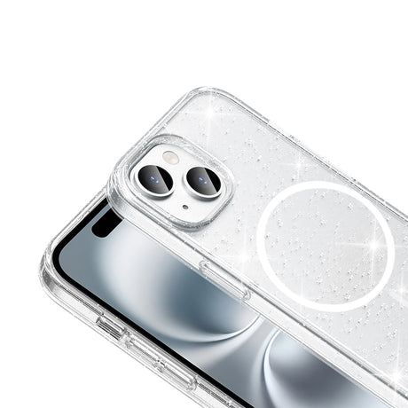 ​Apple iPhone 15 Plus Kılıf M-safe Şarj Özellikli Parlayan Simli Saydam Renkli Zore Maris Kapak