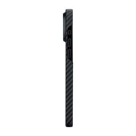 Apple iPhone 15 Plus Kılıf M-safe Şarj Özellikli 1500D Aramid Fiber Pitaka Ultra-Slim Classic Serisi Black-Grey Twill Kapak