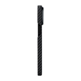 Apple iPhone 15 Plus Kılıf M-safe Şarj Özellikli 1500D Aramid Fiber Pitaka Ultra-Slim Classic Serisi Black-Grey Twill Kapak