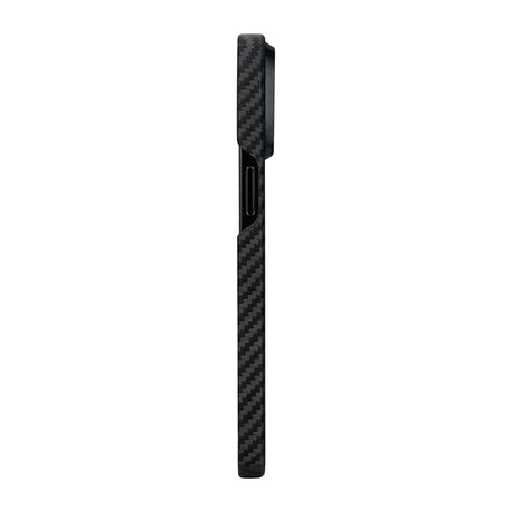 Apple iPhone 15 Plus Kılıf M-safe Şarj Özellikli 1500D Aramid Fiber Pitaka Ultra-Slim Classic Serisi Black-Grey Twill Kapak