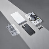 Apple iPhone 15 Plus Kılıf M-safe Şarj Özellikli 1500D Aramid Fiber Pitaka Ultra-Slim Classic Serisi Black-Grey Twill Kapak