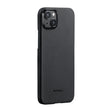 Apple iPhone 15 Plus Kılıf M-safe Şarj Özellikli 600D Aramid Fiber Pitaka Ultra-Slim Classic Serisi Black-Grey Twill Kapak