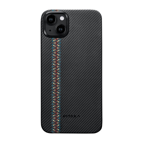 Apple iPhone 15 Plus Kılıf M-safe Şarj Özellikli 600D Aramid Fiber Pitaka Tactile Woven Orchestra Serisi Rhapsody Kapak