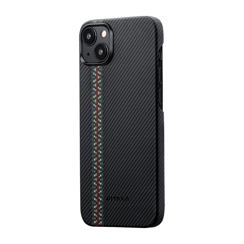 Apple iPhone 15 Plus Kılıf M-safe Şarj Özellikli 600D Aramid Fiber Pitaka Tactile Woven Orchestra Serisi Rhapsody Kapak