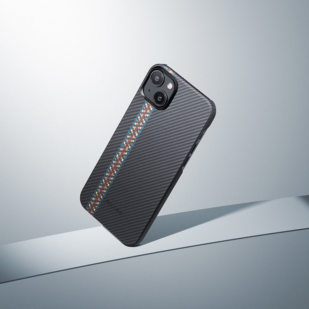 Apple iPhone 15 Plus Kılıf M-safe Şarj Özellikli 600D Aramid Fiber Pitaka Tactile Woven Orchestra Serisi Rhapsody Kapak