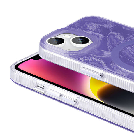 Apple iPhone 15 Plus Kılıf M-safe Şarj Özellikli Fırça Boya Desenli Zore Palet Kapak