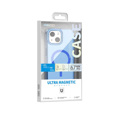 Apple iPhone 15 Plus Kılıf M-safe Şarj Özellikli Saydam Arka Yüzey Recci Crystal Color Serisi Kapak