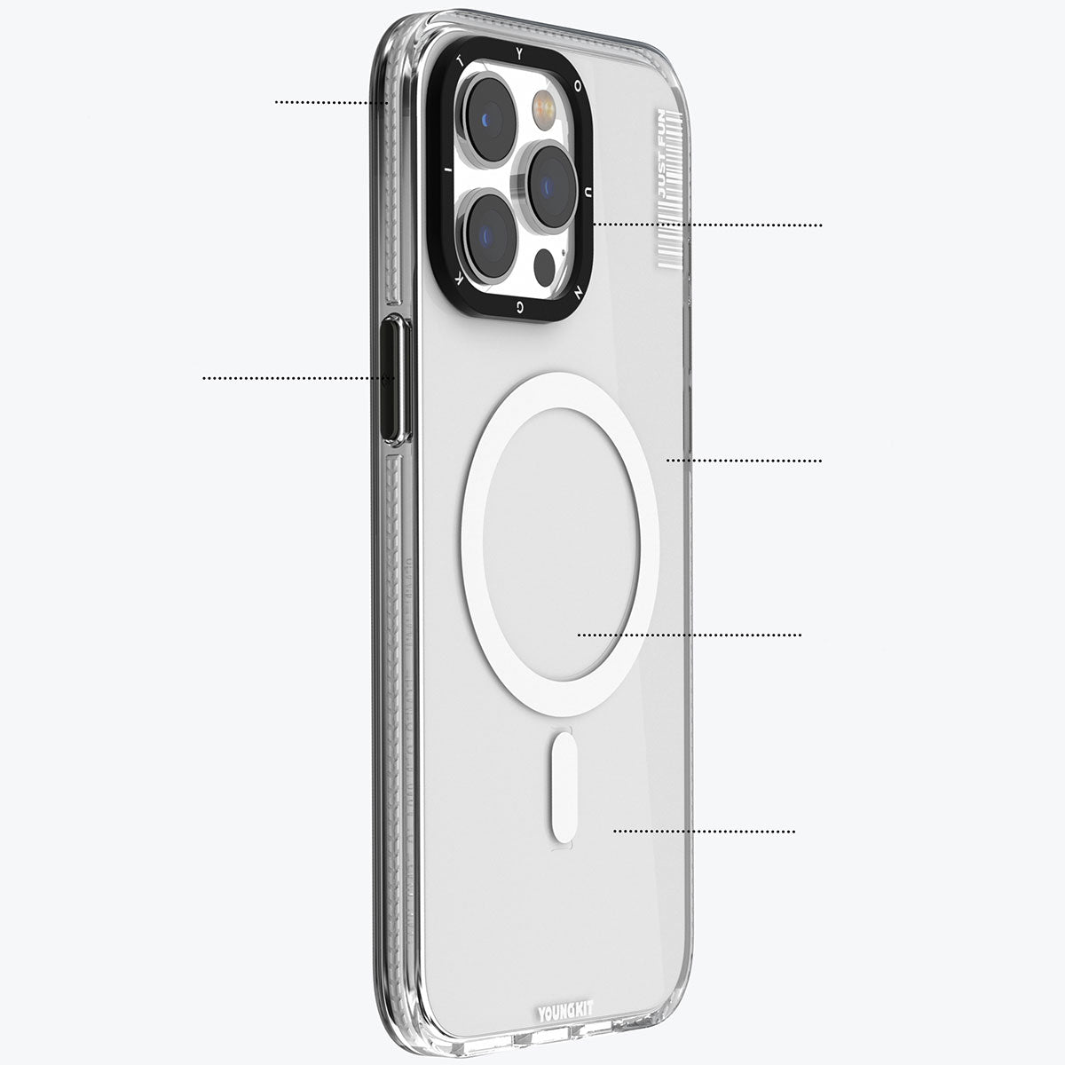 Apple iPhone 15 Plus Kılıf M-safe Şarj Özellikli YoungKit Crystal Color Serisi Kapak
