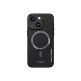 Apple iPhone 15 Plus Kılıf Recci Machinist Serisi M-safe Şarj Özellikli Magnetik Karbon Kapak