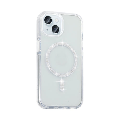 Apple iPhone 15 Plus Kılıf Taşlı Tasarım M-safe Şarj Özellikli Zore Koment Silikon Kapak