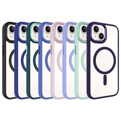 Apple iPhone 15 Plus Kılıf Wireless Şarj Özellikli Zore Krom M-safe Silikon Kapak