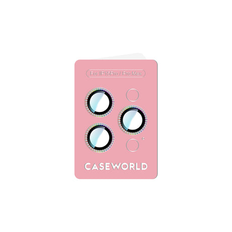 Apple iPhone 15 Pro CaseWorld Alloy Sparkling Diamond Serisi Taşlı Lens Koruyucu