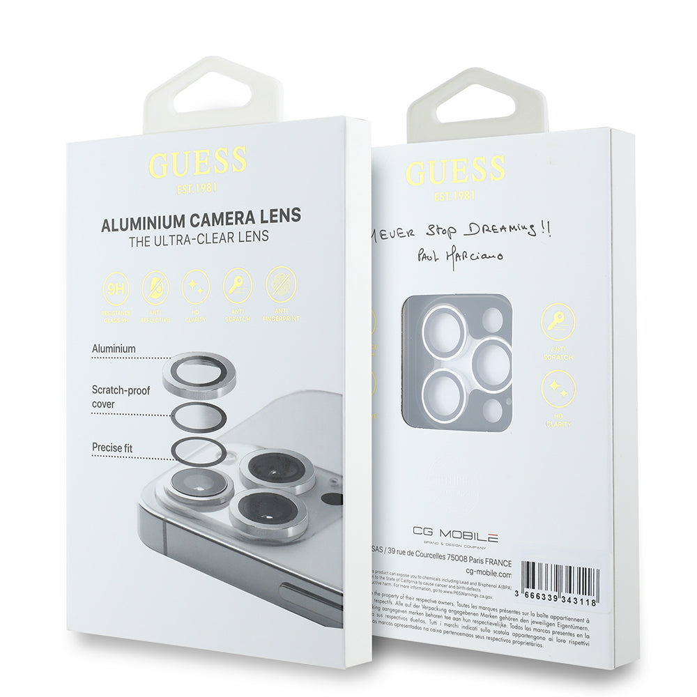 Apple iPhone 15 Pro Guess Orjinal Lisanslı Metal Kamera Lens Koruyucu