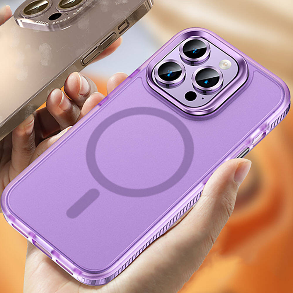 Apple iPhone 15 Pro Kılıf Airbagli M-safe Wireless Şarj Özellikli Lens Koruyuculu Zore Klaptika Kapak