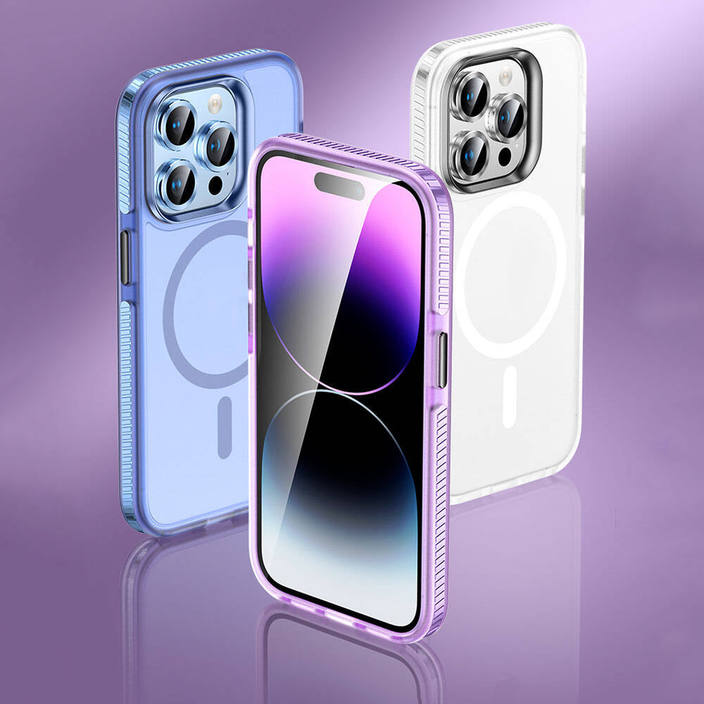 Apple iPhone 15 Pro Kılıf Airbagli M-safe Wireless Şarj Özellikli Lens Koruyuculu Zore Klaptika Kapak