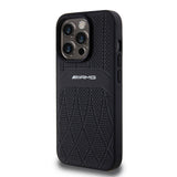 Apple iPhone 15 Pro Kılıf AMG Orjinal Lisanslı M-safe Şarj Özellikli Delikli Deri Kıvrımlı Çizgili Kapak