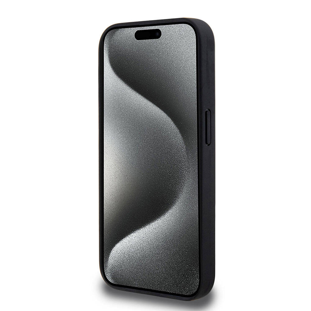 Apple iPhone 15 Pro Kılıf AMG Orjinal Lisanslı M-safe Şarj Özellikli Delikli Deri Kıvrımlı Çizgili Kapak