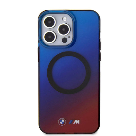 Apple iPhone 15 Pro Kılıf BMW M-safe Şarj Özellikli Transparan Renk Geçişli Dizayn Orjinal Lisanslı Kapak