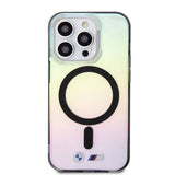 Apple iPhone 15 Pro Kılıf BMW M-safe Şarj Özellikli Transparan Renk Geçişli Iridescent Orjinal Lisanslı Kapak