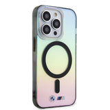 Apple iPhone 15 Pro Kılıf BMW M-safe Şarj Özellikli Transparan Renk Geçişli Iridescent Orjinal Lisanslı Kapak