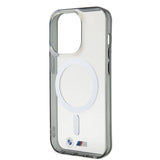 Apple iPhone 15 Pro Kılıf BMW M-safe Şarj Özellikli Transparan Silver Ring Orjinal Lisanslı Kapak