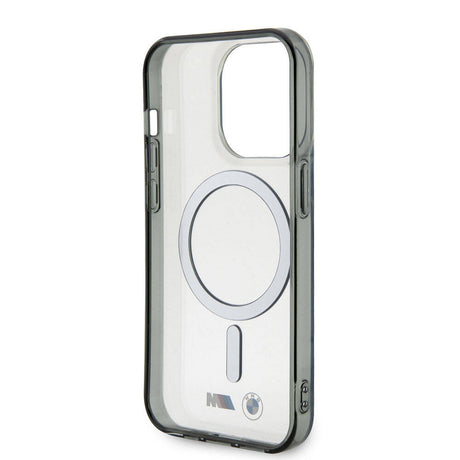 Apple iPhone 15 Pro Kılıf BMW M-safe Şarj Özellikli Transparan Silver Ring Orjinal Lisanslı Kapak