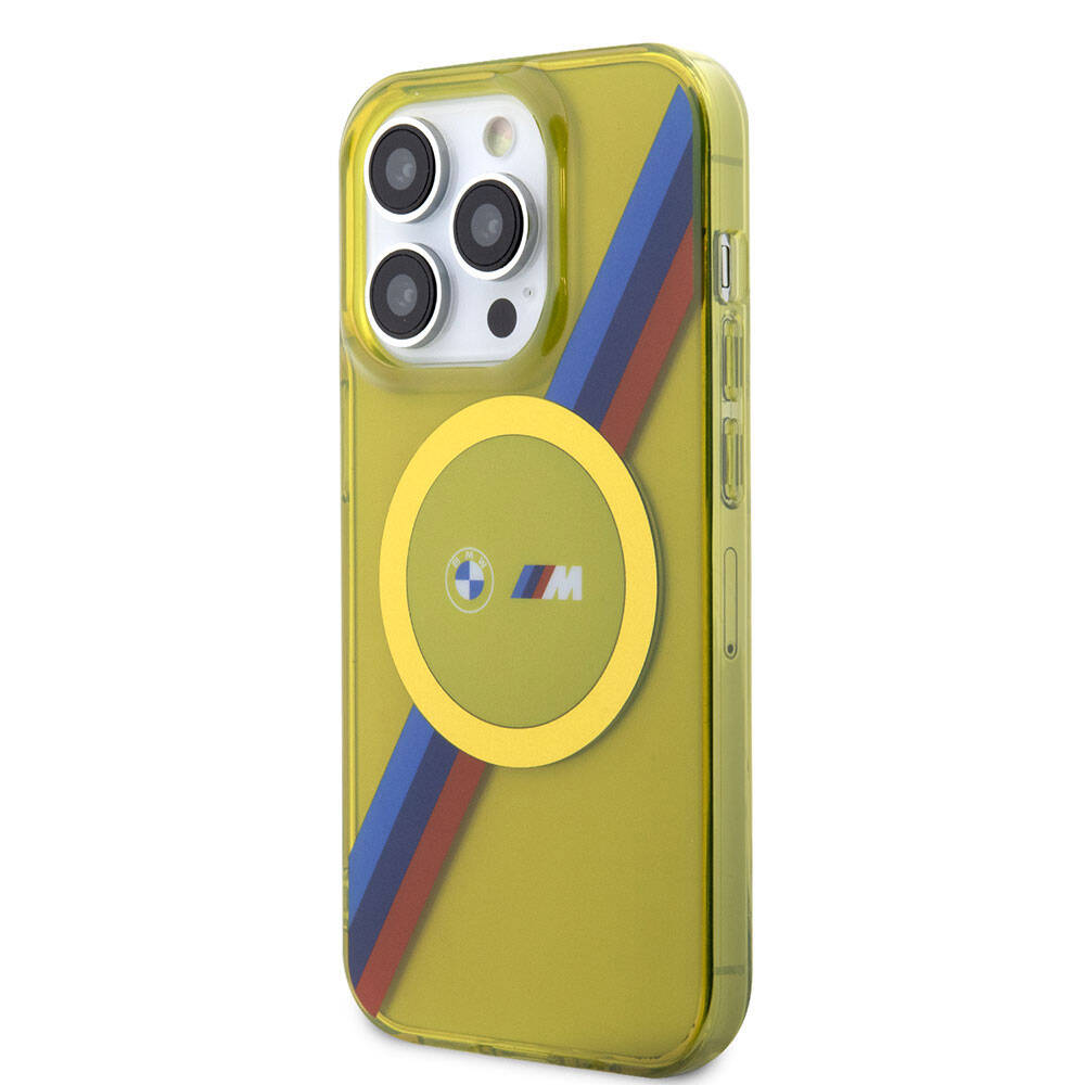 Apple iPhone 15 Pro Kılıf BMW M-safe Şarj Özellikli Transparan Tricolor Stripes Orjinal Lisanslı Kapak