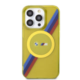 Apple iPhone 15 Pro Kılıf BMW M-safe Şarj Özellikli Transparan Tricolor Stripes Orjinal Lisanslı Kapak