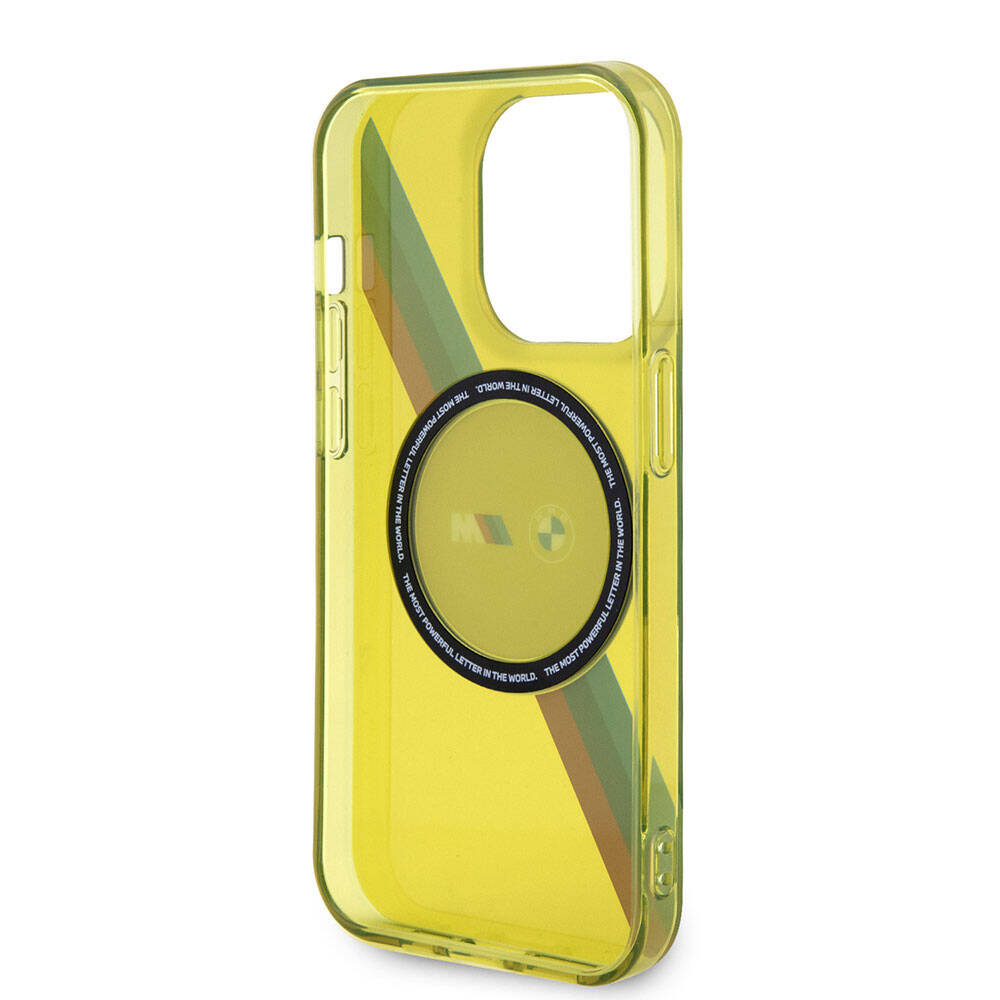 Apple iPhone 15 Pro Kılıf BMW M-safe Şarj Özellikli Transparan Tricolor Stripes Orjinal Lisanslı Kapak