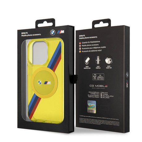 Apple iPhone 15 Pro Kılıf BMW M-safe Şarj Özellikli Transparan Tricolor Stripes Orjinal Lisanslı Kapak