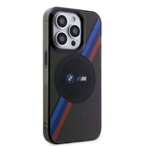 Apple iPhone 15 Pro Kılıf BMW M-safe Şarj Özellikli Transparan Tricolor Stripes Orjinal Lisanslı Kapak