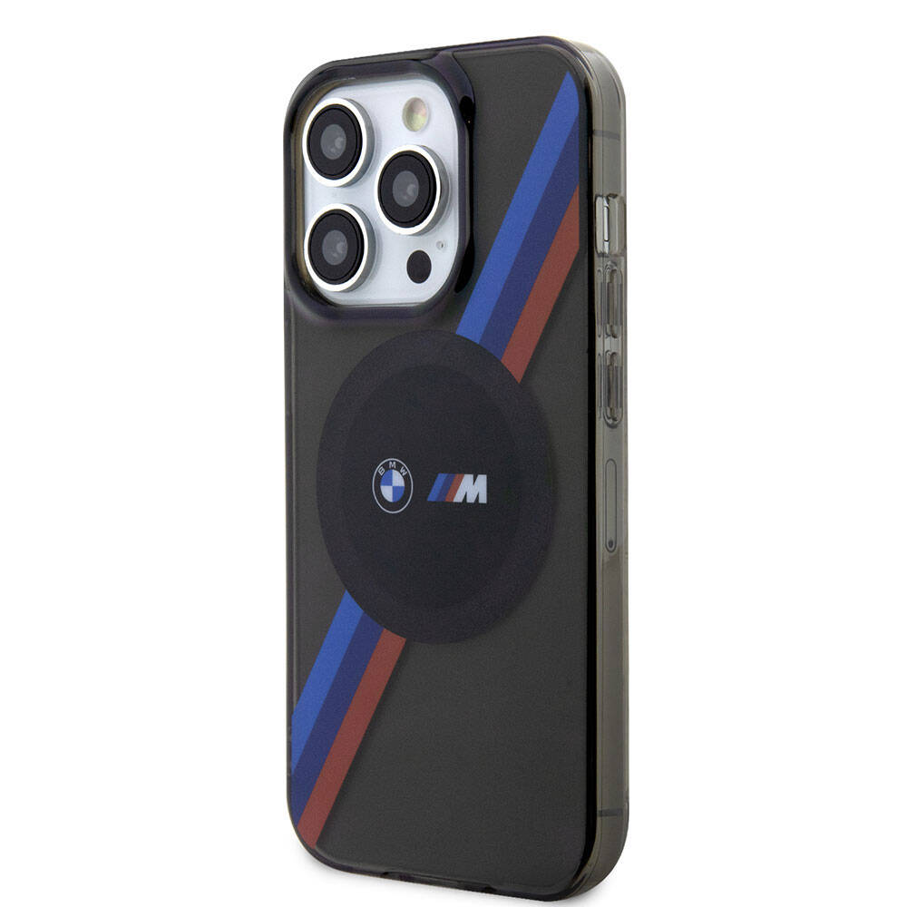 Apple iPhone 15 Pro Kılıf BMW M-safe Şarj Özellikli Transparan Tricolor Stripes Orjinal Lisanslı Kapak