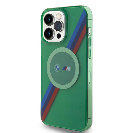 Apple iPhone 15 Pro Kılıf BMW M-safe Şarj Özellikli Transparan Tricolor Stripes Orjinal Lisanslı Kapak