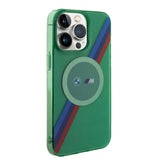 Apple iPhone 15 Pro Kılıf BMW M-safe Şarj Özellikli Transparan Tricolor Stripes Orjinal Lisanslı Kapak