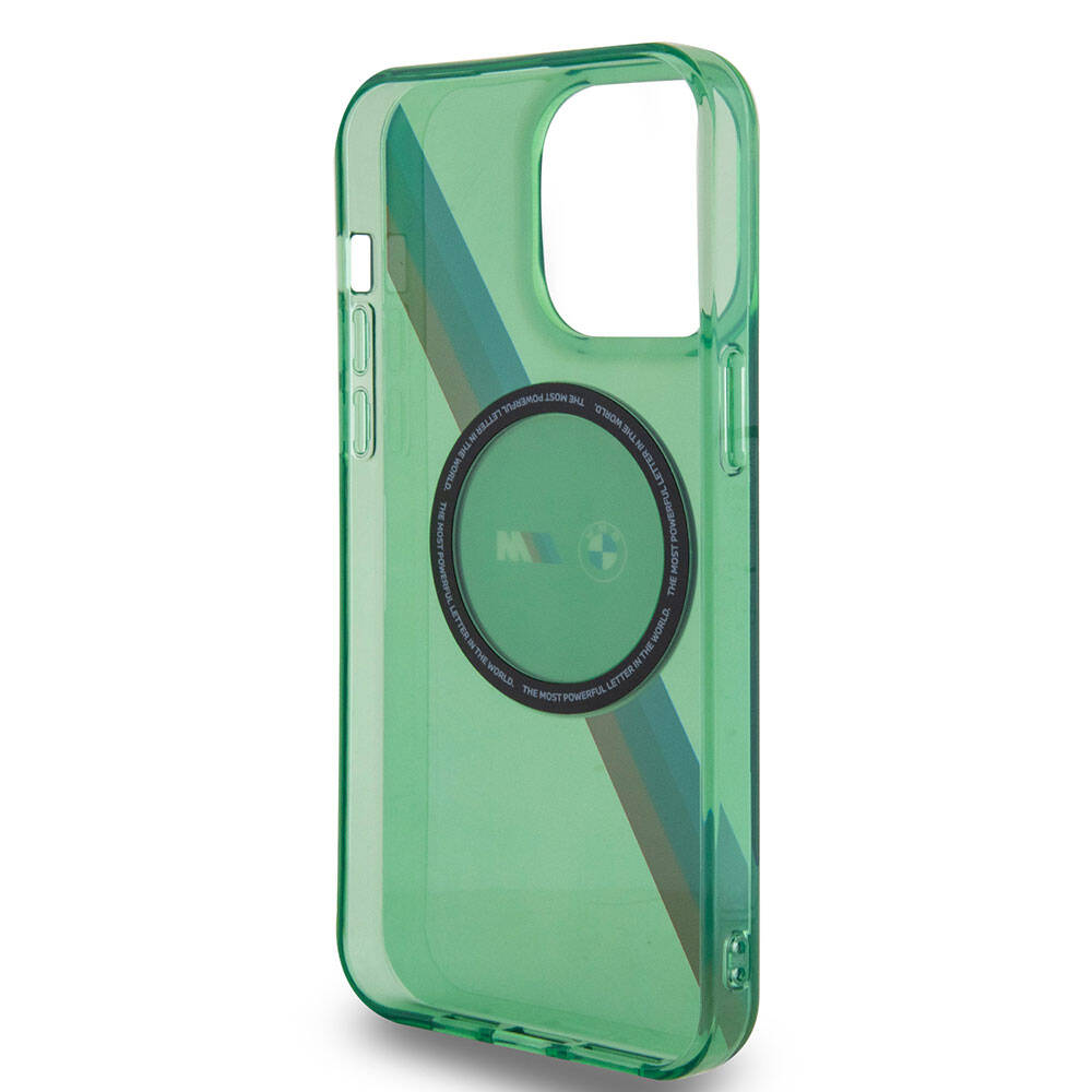 Apple iPhone 15 Pro Kılıf BMW M-safe Şarj Özellikli Transparan Tricolor Stripes Orjinal Lisanslı Kapak