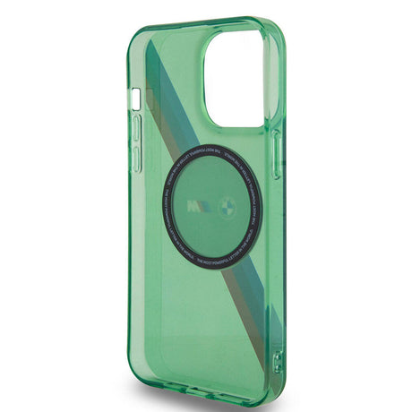 Apple iPhone 15 Pro Kılıf BMW M-safe Şarj Özellikli Transparan Tricolor Stripes Orjinal Lisanslı Kapak