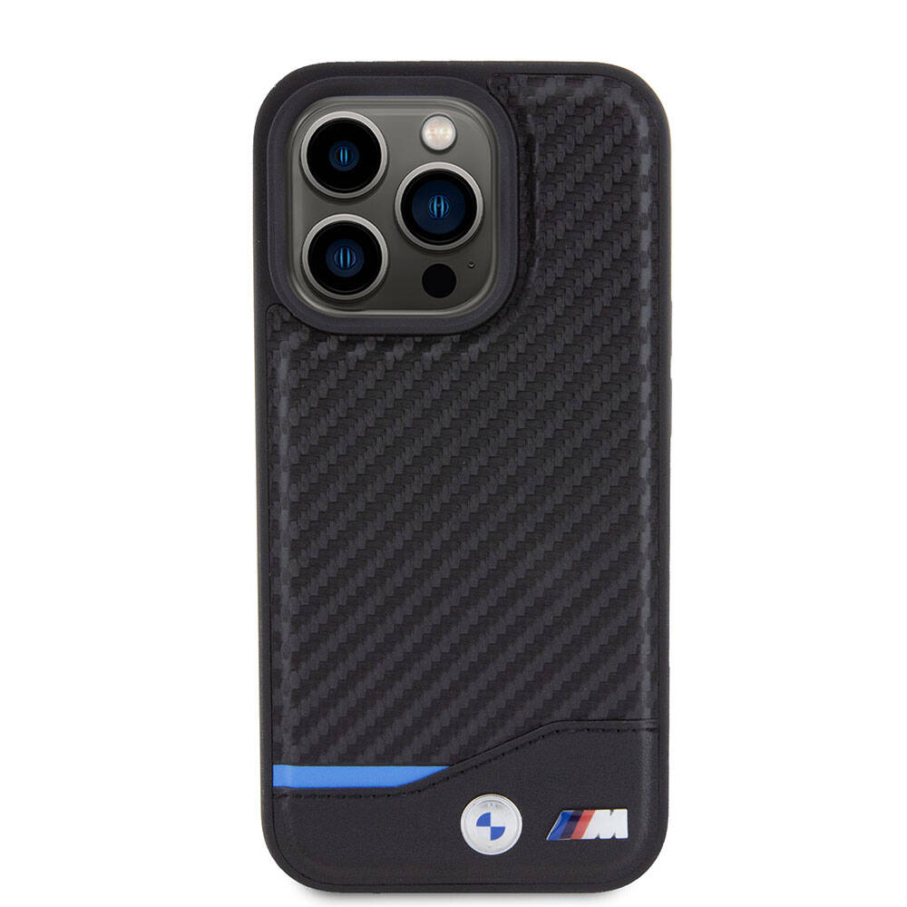 Apple iPhone 15 Pro Kılıf BMW Orjinal Lisanslı M-safe Şarj Özellikli M Logolu PU Karbon Kapak