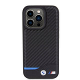 Apple iPhone 15 Pro Kılıf BMW Orjinal Lisanslı M-safe Şarj Özellikli M Logolu PU Karbon Kapak