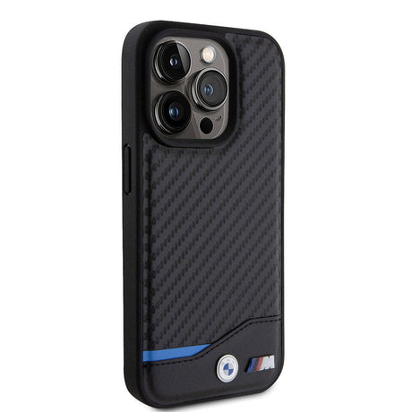 Apple iPhone 15 Pro Kılıf BMW Orjinal Lisanslı M-safe Şarj Özellikli M Logolu PU Karbon Kapak