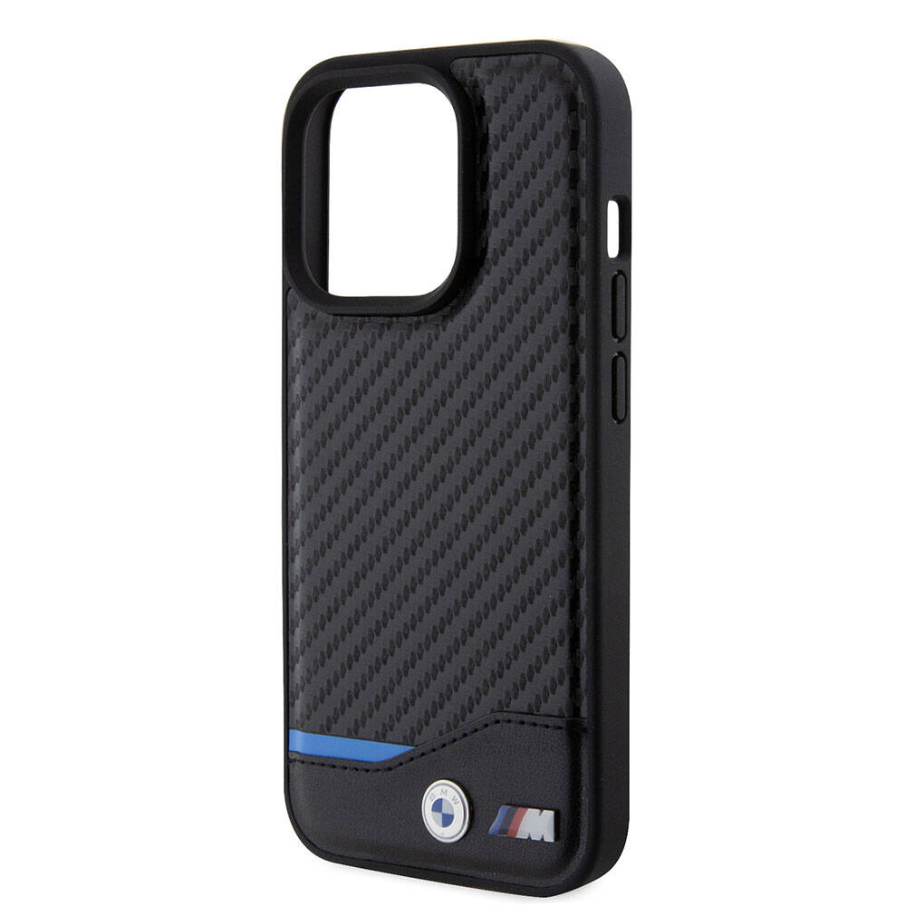 Apple iPhone 15 Pro Kılıf BMW Orjinal Lisanslı M-safe Şarj Özellikli M Logolu PU Karbon Kapak