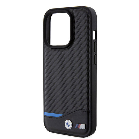 Apple iPhone 15 Pro Kılıf BMW Orjinal Lisanslı M-safe Şarj Özellikli M Logolu PU Karbon Kapak