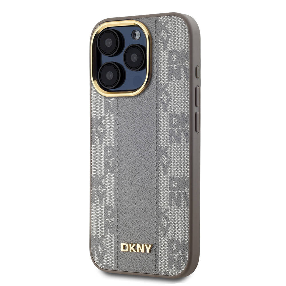 Apple iPhone 15 Pro Kılıf DKNY Orjinal Lisanslı M-safe Şarj Özellikli 3D Yazılı Checkered Pattern Kapak