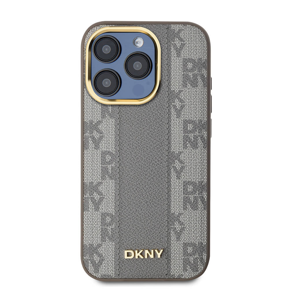 Apple iPhone 15 Pro Kılıf DKNY Orjinal Lisanslı M-safe Şarj Özellikli 3D Yazılı Checkered Pattern Kapak