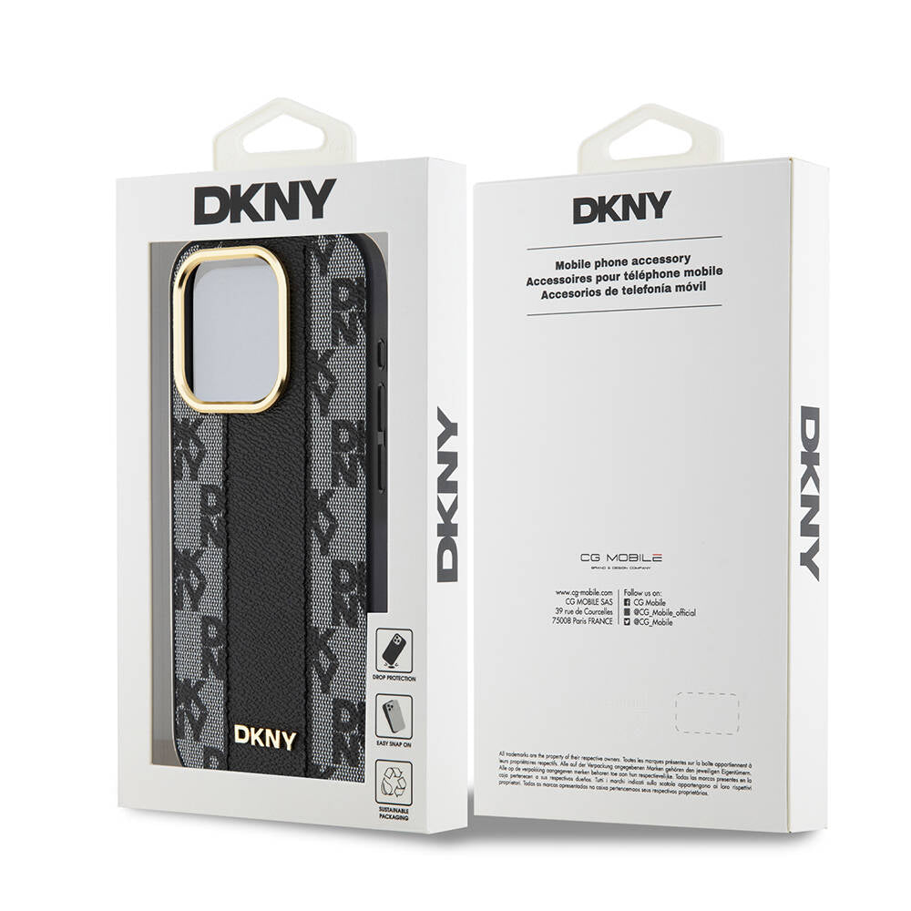 Apple iPhone 15 Pro Kılıf DKNY Orjinal Lisanslı M-safe Şarj Özellikli 3D Yazılı Checkered Pattern Kapak