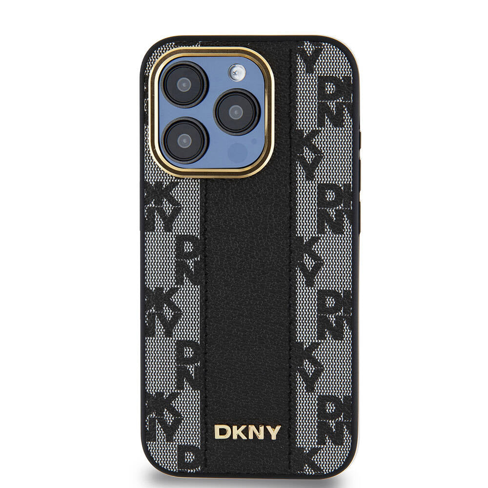 Apple iPhone 15 Pro Kılıf DKNY Orjinal Lisanslı M-safe Şarj Özellikli 3D Yazılı Checkered Pattern Kapak