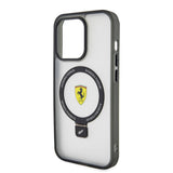 Apple iPhone 15 Pro Kılıf Ferrari M-safe Şarj Özellikli Standlı Buzlu Yüzey Dizayn Kapak